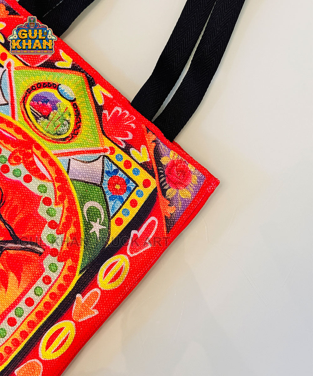 Peacock Design Printed Truck Art Tote Bag