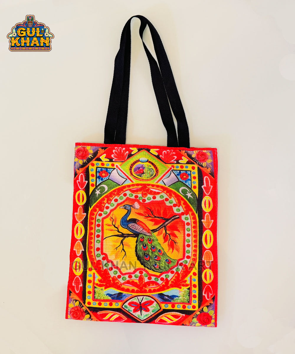 Peacock Design Printed Truck Art Tote Bag