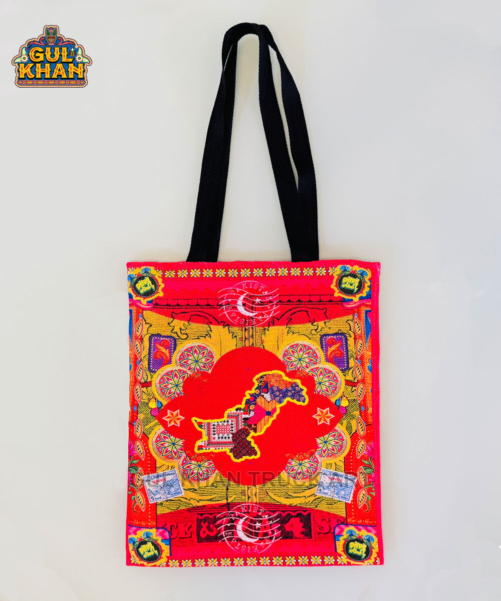 Red Pakistan Map Truck Art Tote Bag
