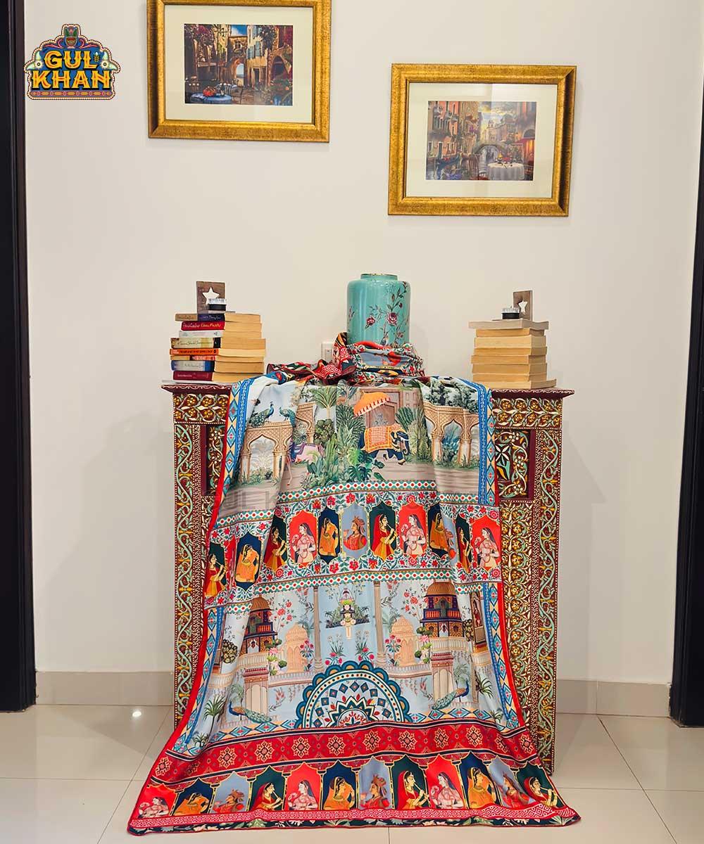 Mughal Artisan Inspired Printed Shawl 02