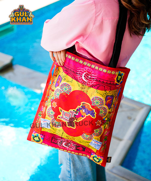 Red Pakistan Map Truck Art Tote Bag