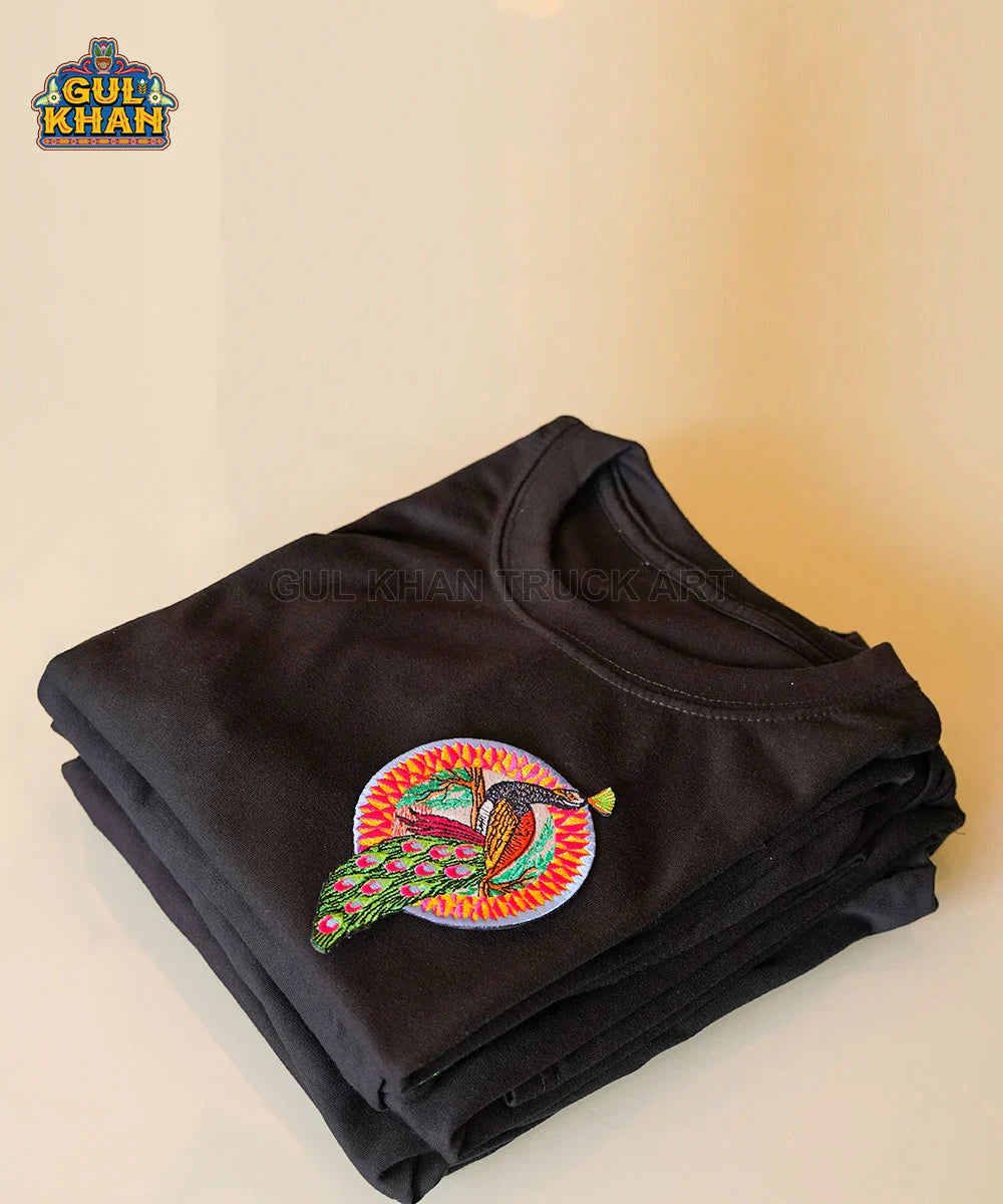 Peacock Premium Embroidered Patch T-Shirt